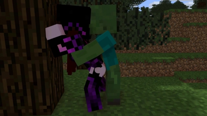 Minecraft порно: зомби поебывает Энди у дерева